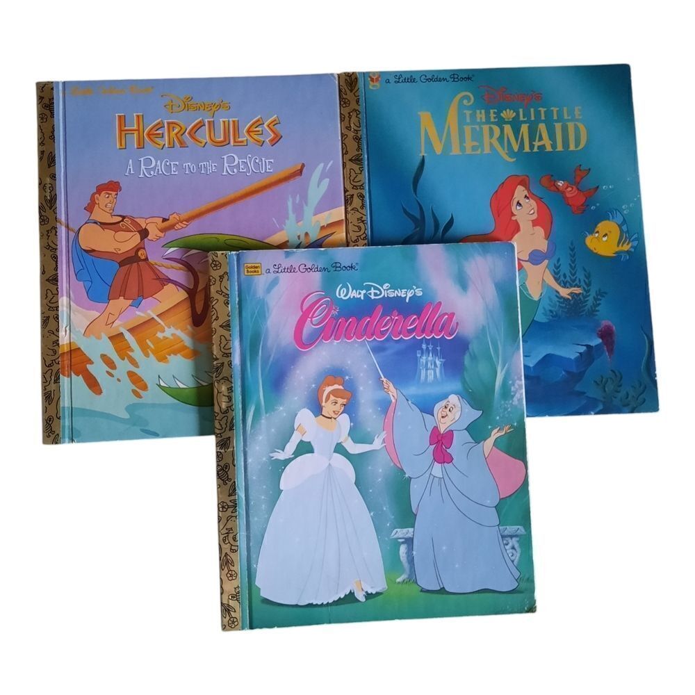 Disney Little Golden Books - Hercules, The Little Mermaid, Cinderella